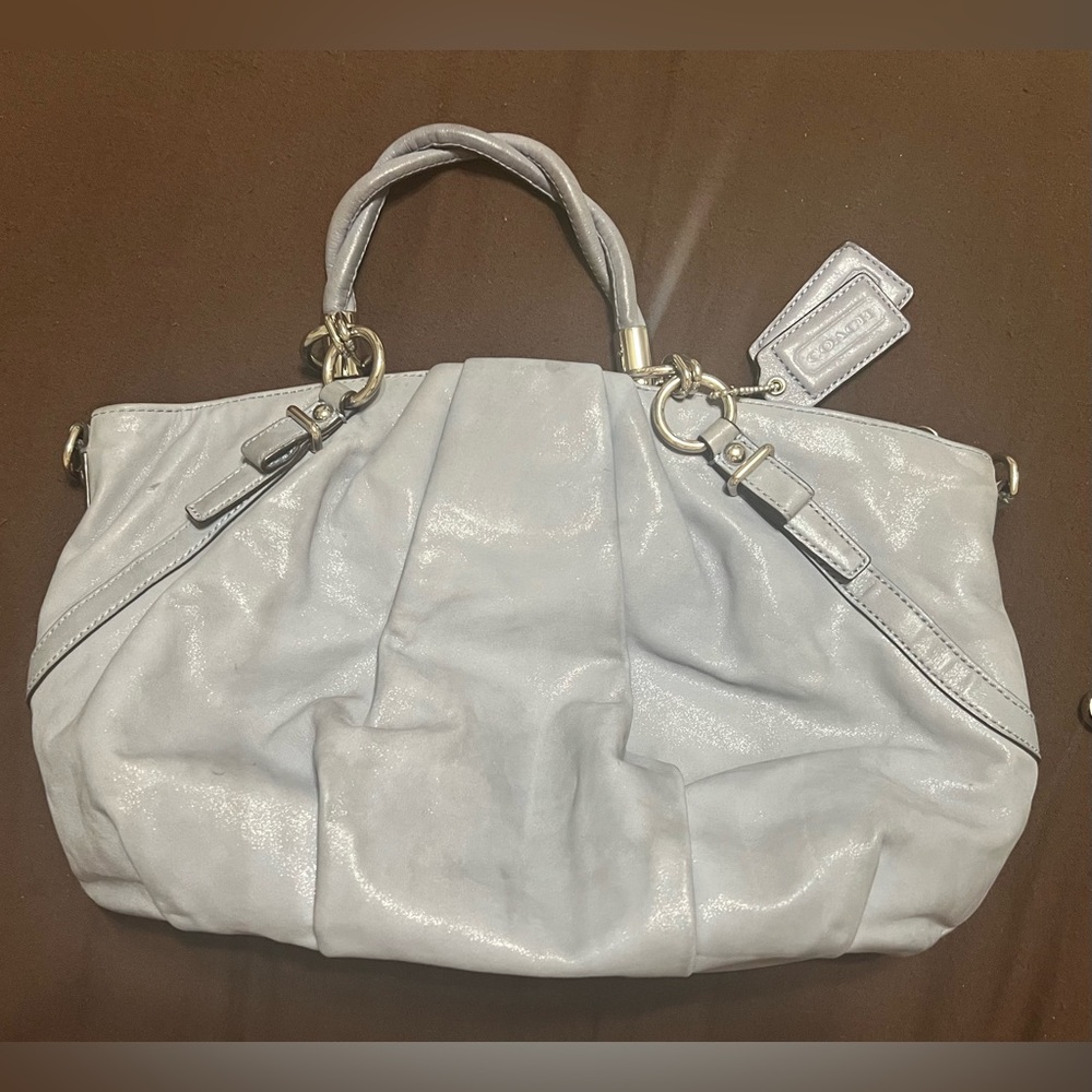 Coach Madison Sophia Shimmer Slate Gray Leather Handbag Model F22563 - Picture 5 of 11